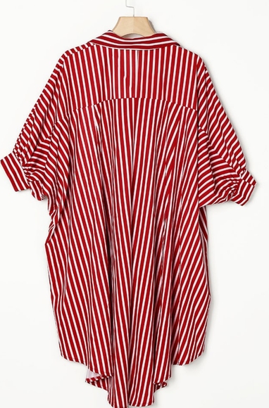 Striped Batwing sleeve Dip Hem Top - Picture 6 of 8